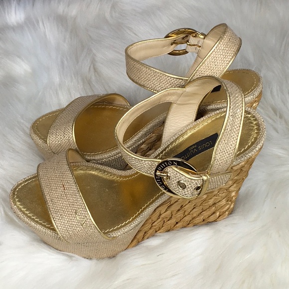 Louis Vuitton wedge sandals sz 36.5 - Picture 2 of 13